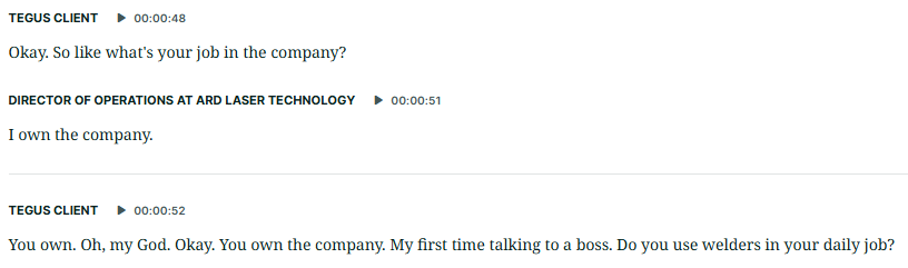 Never change, Tegus callers