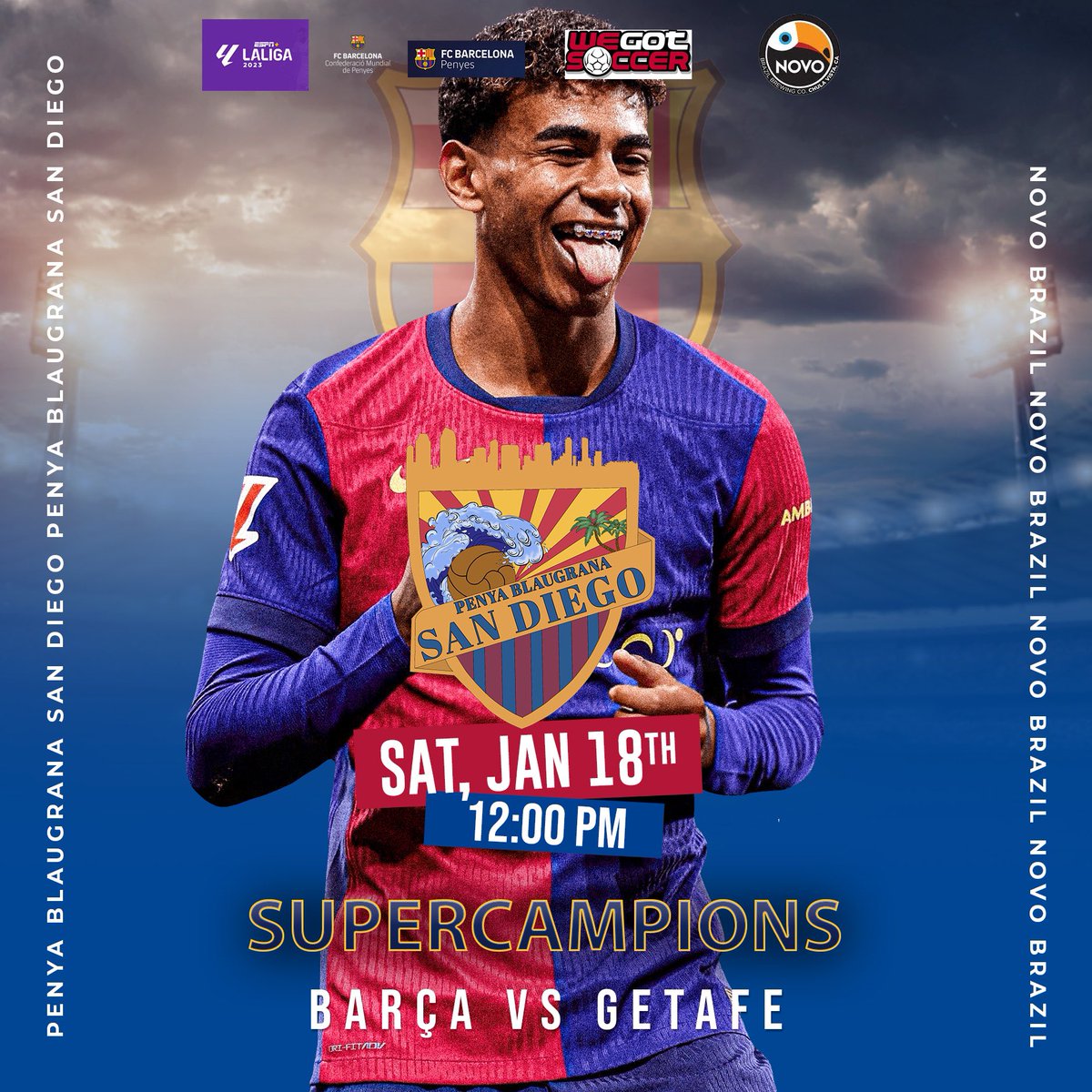 Raguilsh's tweet photo. Join Penya Blaugrana San Diego (Official FC Barcelona Supporters) at Novo Brazil in Otay Ranch Mall on Saturday , Jan. 18th, to watch Barça take on Getafe at 12:00 PM! 🙌🏼🔵🔴🙌🏼 https://t.co/QEPYkdSTi3
