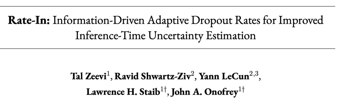 Ravid Shwartz Ziv (@ziv_ravid) on Twitter photo A new paper 🥳🥳🥳
We present "Rate-In" - a technique that helps neural networks better express their uncertainty during inference, especially crucial for medical applications!
with Tal Zeevi, <a href="/ylecun/">Yann LeCun</a>, H. Stain Lawrence and John Onofrey A new paper 🥳🥳🥳
We present "Rate-In" - a technique that helps neural networks better express their uncertainty during inference, especially crucial for medical applications!
with Tal Zeevi, <a href="/ylecun/">Yann LeCun</a>, H. Stain Lawrence and John Onofrey