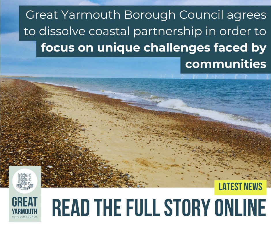 At a meeting today, GYBC's cabinet agreed to dissolve Coastal Partnership East in a move designed to help the council to deal more effectively with coastal erosion in the best interests of residents and communities.

Read the full story here >>> ow.ly/EWSz50UGcVI