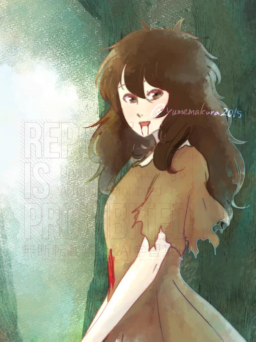 いつも黒髪白ワンピで描きがちだけどやっぱり公式ブラウン系夕子さんいいよな～と思ったので