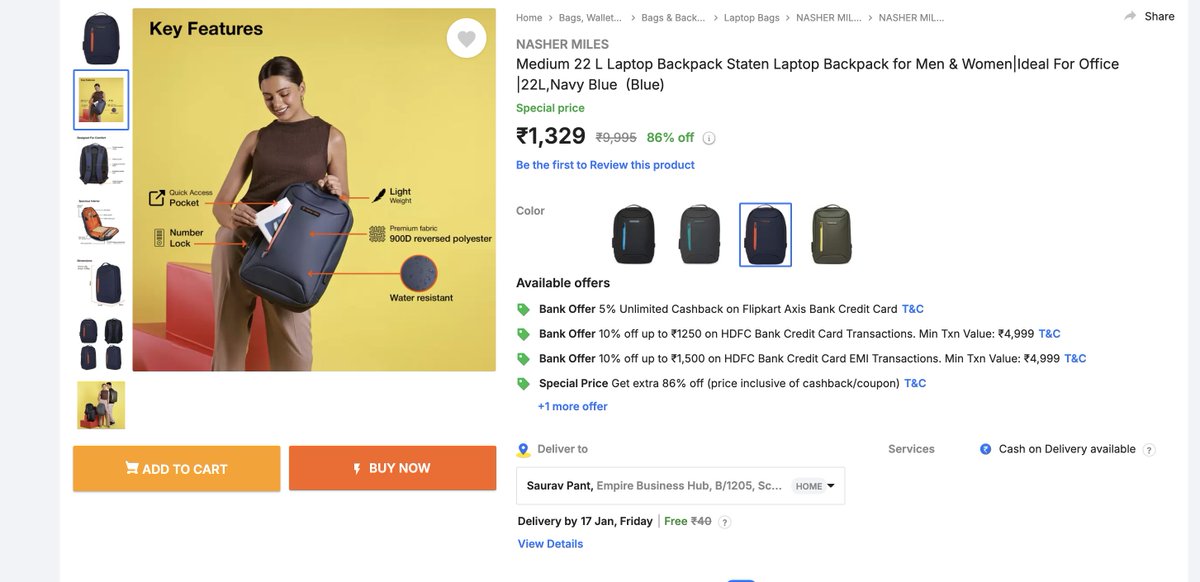 SauravSayys's tweet photo. Why such a huge Difference? After analysis, both bags are same. 

@NasherMiles https://t.co/jKMTLNVBTa
