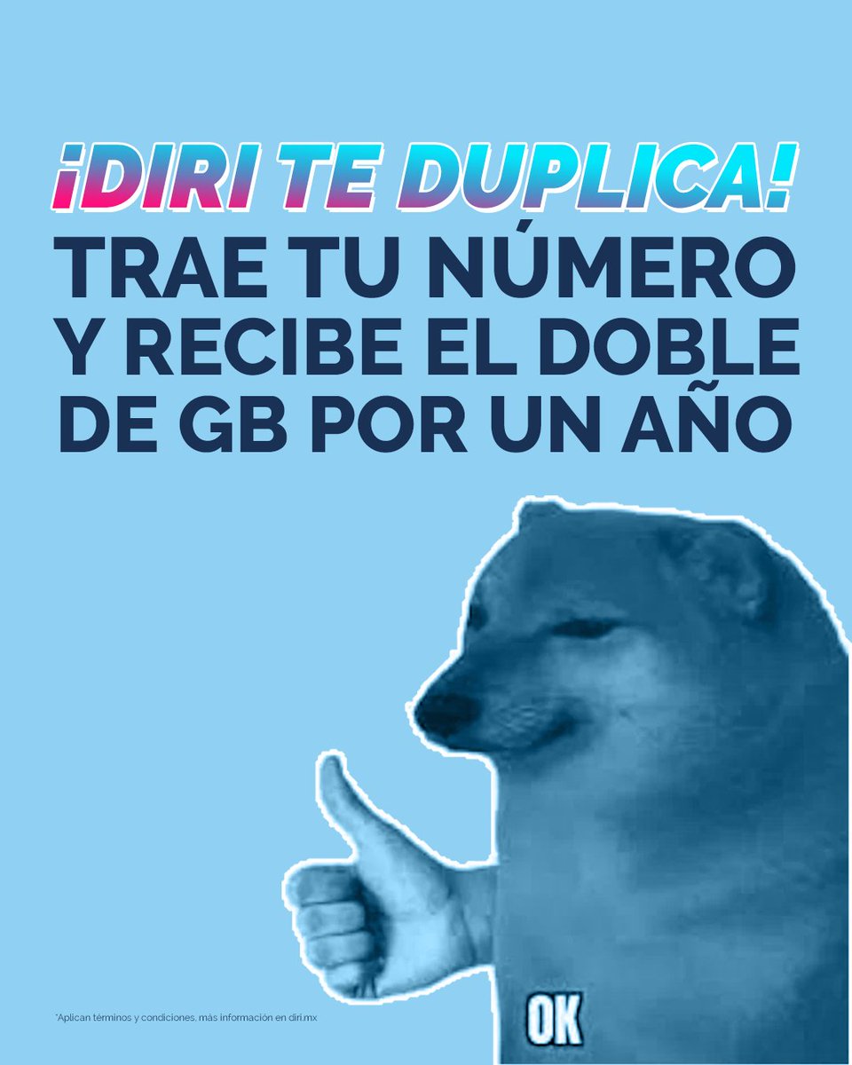 diri_mx's tweet photo. 😁 ¡Es época del cambio y del ahorro!
Descubre tu plan ideal aquí 👉https://t.co/4FJ5u79Nle y conéctate sin gastar de más. 👌🤩
#Diri #CuestaDeEnero #TipsDeAhorro #PlanesDeDatos #Invierteinteligente https://t.co/JtNLnicCOv