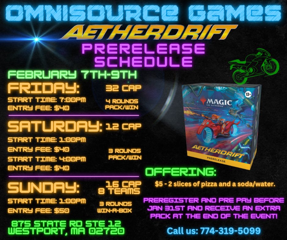 Ready, Set, Sign up!
Aether Drift Prerelease heading our way.