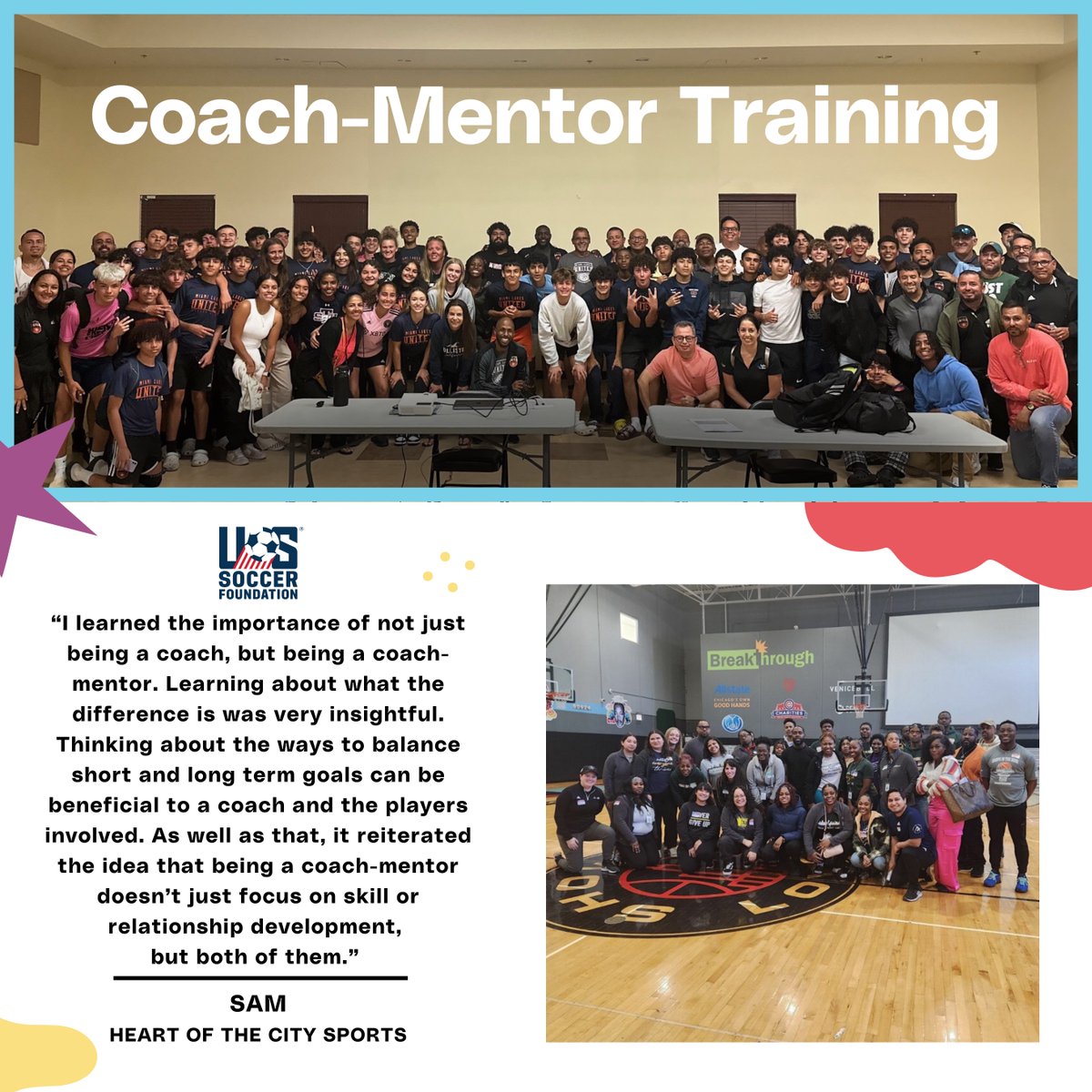 ussoccerfndn's tweet photo. Being a coach-mentor means developing skills and relationships. That's why Coach-Mentor Training (CMT) focuses on equipping coaches to help players on & off the field.
Learn more about CMT: https://t.co/Llnl763TZd
#YouthDevelopment #SoccerDoes #Legacy2026 https://t.co/92PyXcim9i