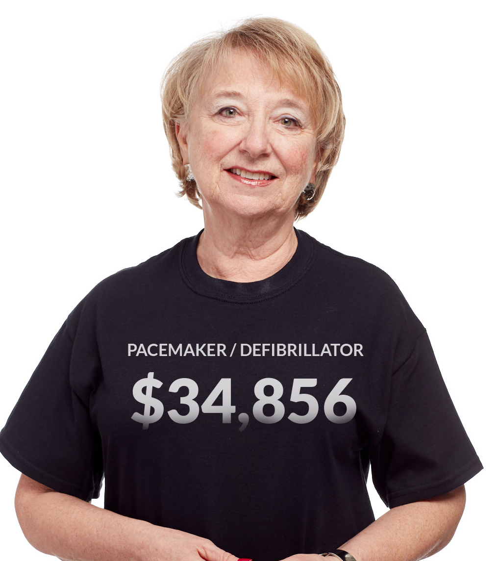 The cost of getting a #PacemakerDefibrillator under insurance is $34,856. That cost is more than most can afford. Help us lower it. #WearTheCost