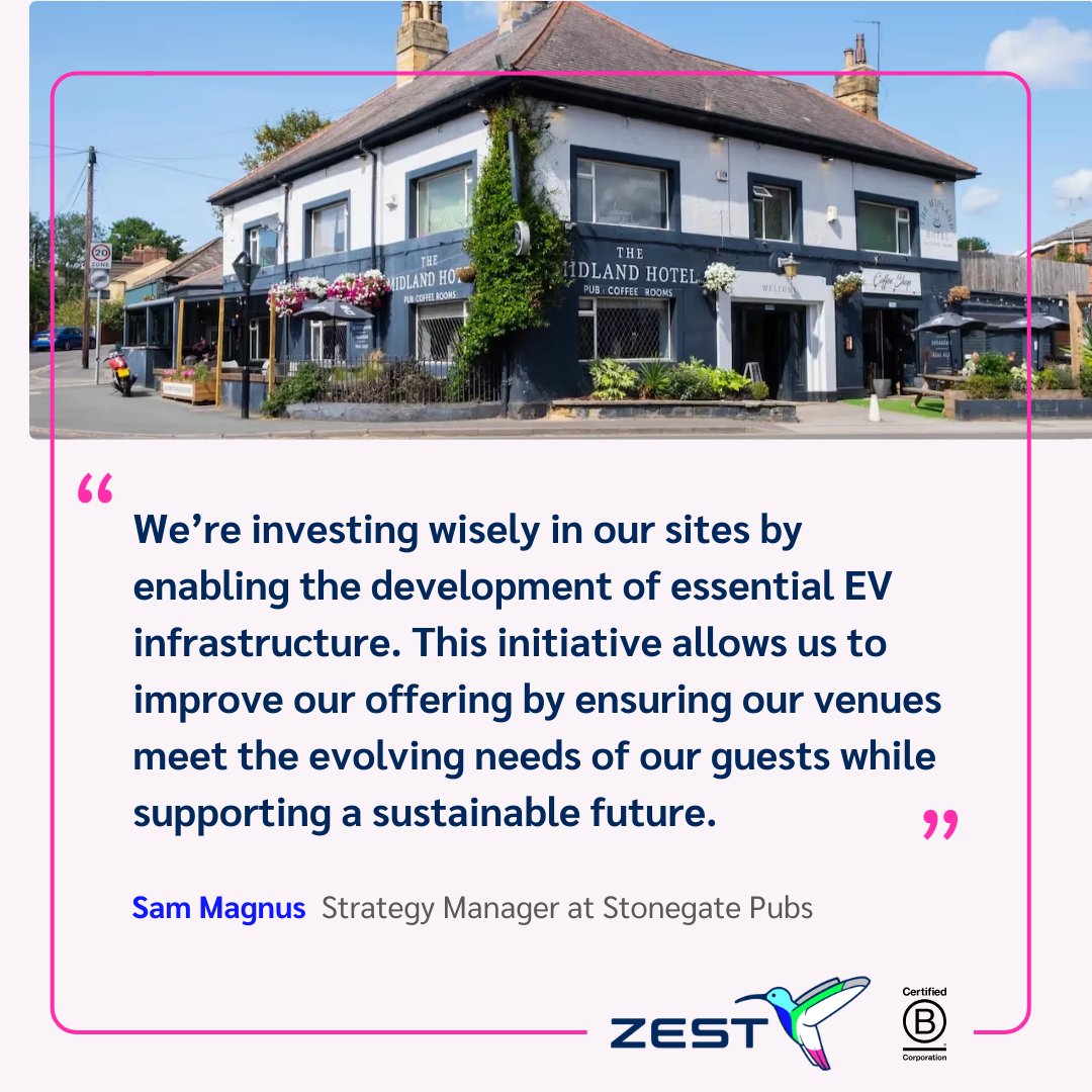 🚗⚡We're making EV adoption a realistic and strategic option for hospitality venues to keep up with customer needs while making a positive impact on sustainability. 

Find out why Stonegate Pubs decided to work in partnership with Zest ⬇️ 

#ZestEV #EVCharging #Hospitality