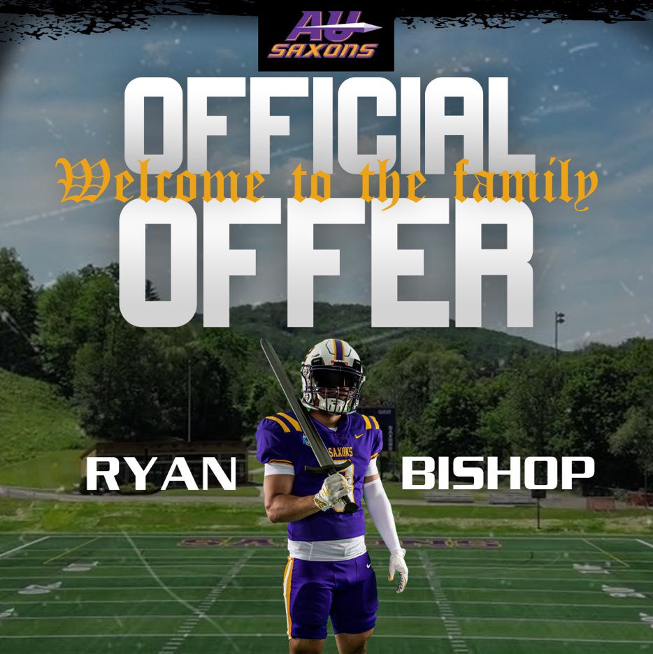 Ryan Bishop (@rbishop6207) on Twitter photo After a great conversation with <a href="/Coach_Rankl/">Bob Rankl</a> I am blessed to receive offer from Alfred University.
<a href="/CoachMilesAU/">Hunter Miles</a> <a href="/creno7/">Chris Reno</a> <a href="/LuHiFootball/">LuHi Football</a> <a href="/CoachFahj/">Fahraad Johnson</a> <a href="/CoachTimAsbell/">Tim Asbell</a> After a great conversation with <a href="/Coach_Rankl/">Bob Rankl</a> I am blessed to receive offer from Alfred University.
<a href="/CoachMilesAU/">Hunter Miles</a> <a href="/creno7/">Chris Reno</a> <a href="/LuHiFootball/">LuHi Football</a> <a href="/CoachFahj/">Fahraad Johnson</a> <a href="/CoachTimAsbell/">Tim Asbell</a>