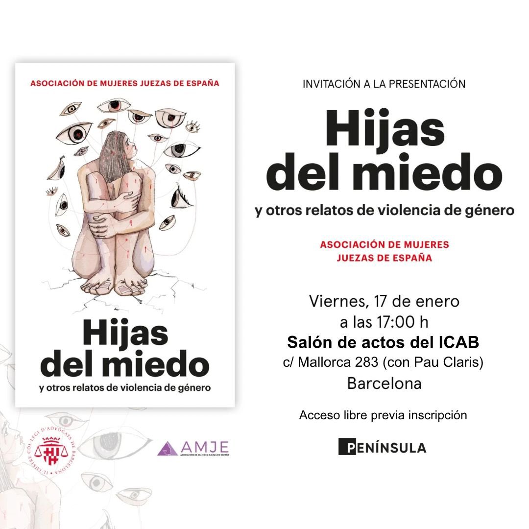 VickyRosell's tweet photo. El viernes 17 a las 17 estaremos en el @ICABarcelona presentando el libro de @mujeresjuezas “Hijas del miedo” sobre #ViolenciasMachistas
varias autoras y una madre víctima de violencia vicaria e institucional.

Para asistir solo hay que inscribirse aquí👇🏾

https://t.co/AuK9j1VP0F https://t.co/au0eFl5WQd