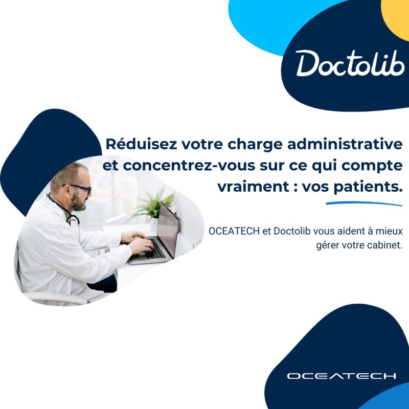 OceatechSAS's tweet photo. 🤯En moyenne, 10h/semaine sont perdues en tâches administratives pour les #médecins (#CNOM)
Nos solutions sont conçues pour les professionnels de santé :
✔️@doctolib Médecin &amp; Agenda pour la gestion des rendez-vous et des dossiers patients.
✔️+27 ans d’expertise en #esanté. https://t.co/7PfRSacwnW