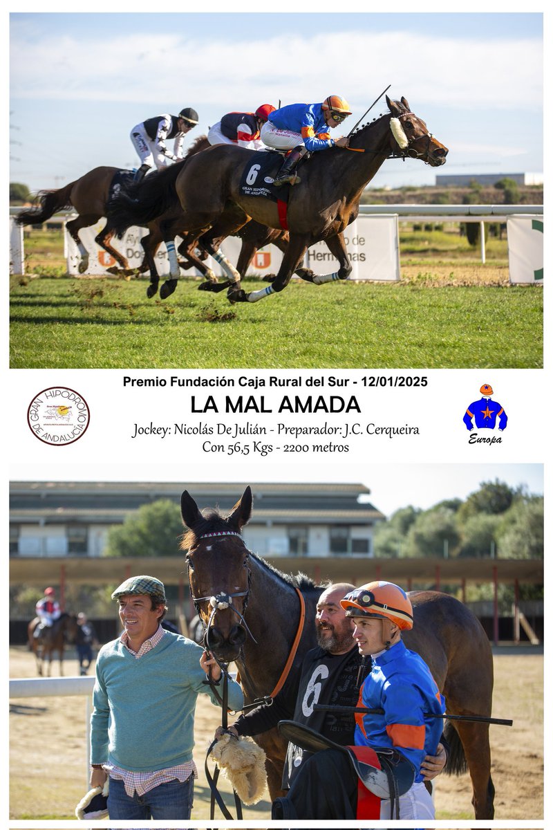 Nicolás de Julián (@nicodejulian) on Twitter photo +1 La Mal Amada en <a href="/GranHipodromo2H/">Gran Hipódromo de Andalucía - Dos Hermanas</a> para la <a href="/CuadraEuropa/">Cuadra Europa</a> y preparacion de <a href="/J_C_Cerqueira/">Jose Carlos Cerqueira</a> la primera del 2025 🏆
Foto de <a href="/PepeCruz_Martin/">ᴘᴇᴘᴇ ᴄʀᴜᴢ ᴍᴀʀᴛɪɴ</a> +1 La Mal Amada en <a href="/GranHipodromo2H/">Gran Hipódromo de Andalucía - Dos Hermanas</a> para la <a href="/CuadraEuropa/">Cuadra Europa</a> y preparacion de <a href="/J_C_Cerqueira/">Jose Carlos Cerqueira</a> la primera del 2025 🏆
Foto de <a href="/PepeCruz_Martin/">ᴘᴇᴘᴇ ᴄʀᴜᴢ ᴍᴀʀᴛɪɴ</a>