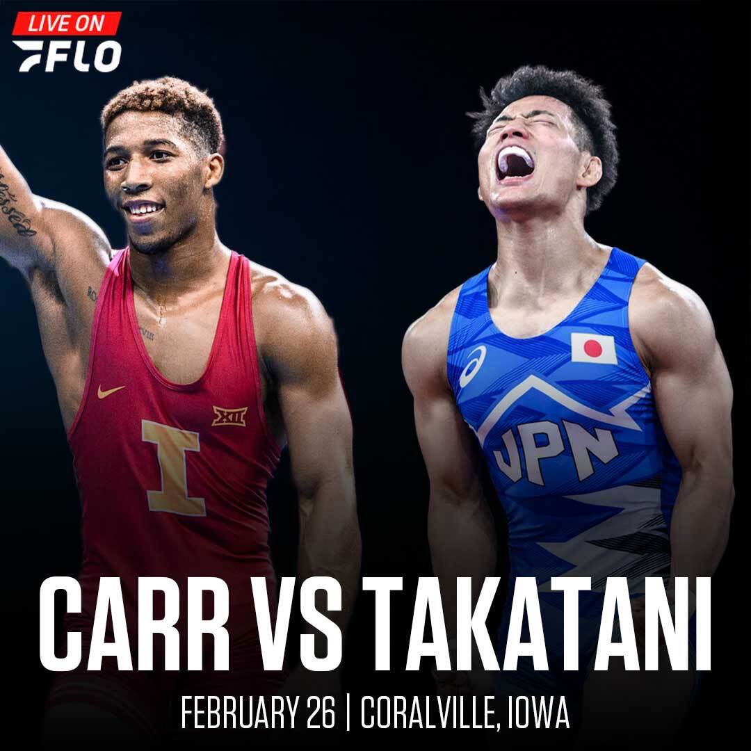 FloWrestling's tweet photo. David Carr vs Olympic silver medalist Daichi Takatani is set for February 26. This FloWrestling Night in America card just keeps getting better! https://t.co/ORhsvQJRj9