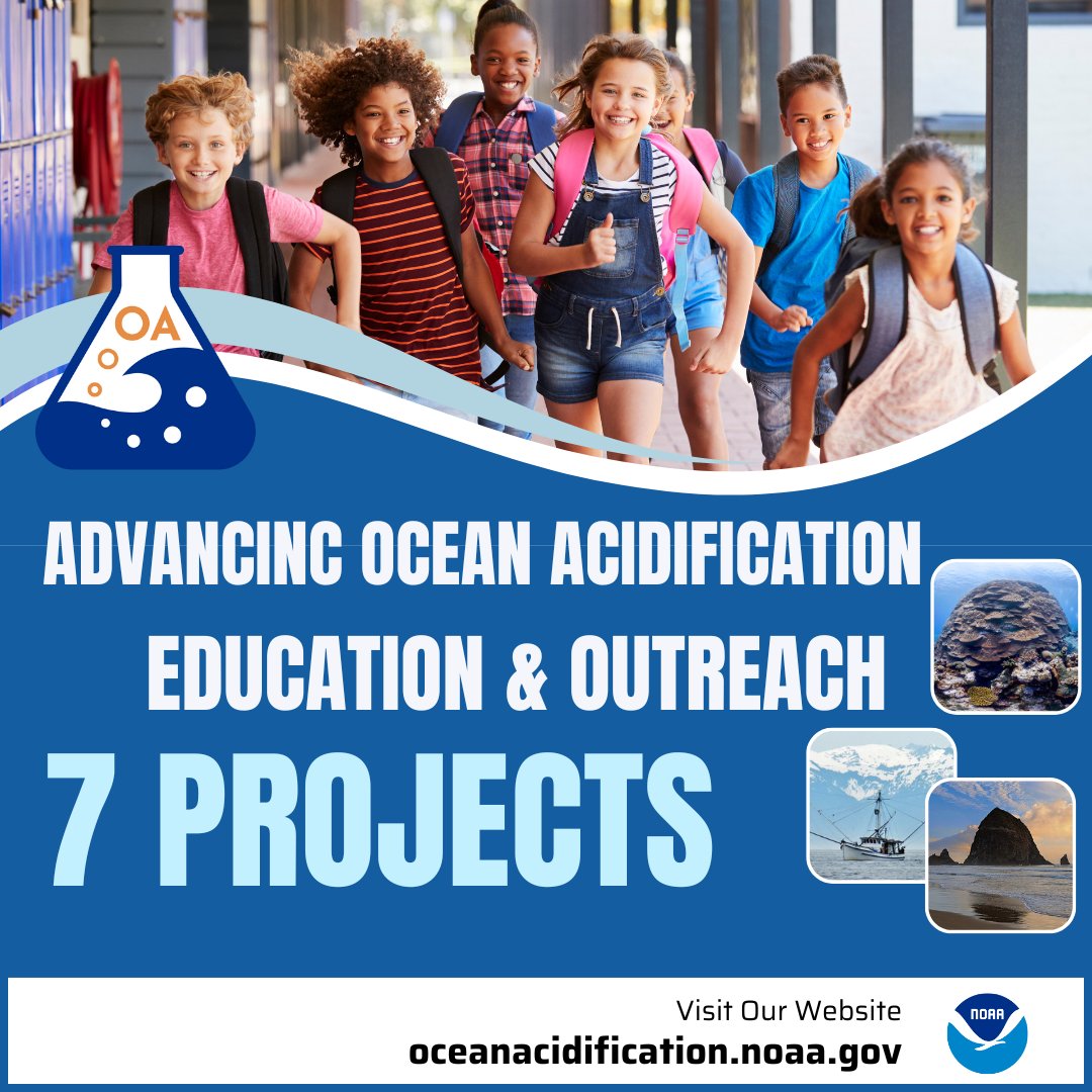 Announcing 7⃣ projects funded for #OceanAcidification education and outreach across the nation. Learn more about these efforts to reach underserved and Indigenous communities. #TeachingTuesdays

oceanacidification.noaa.gov/oap-funds-7-oc…