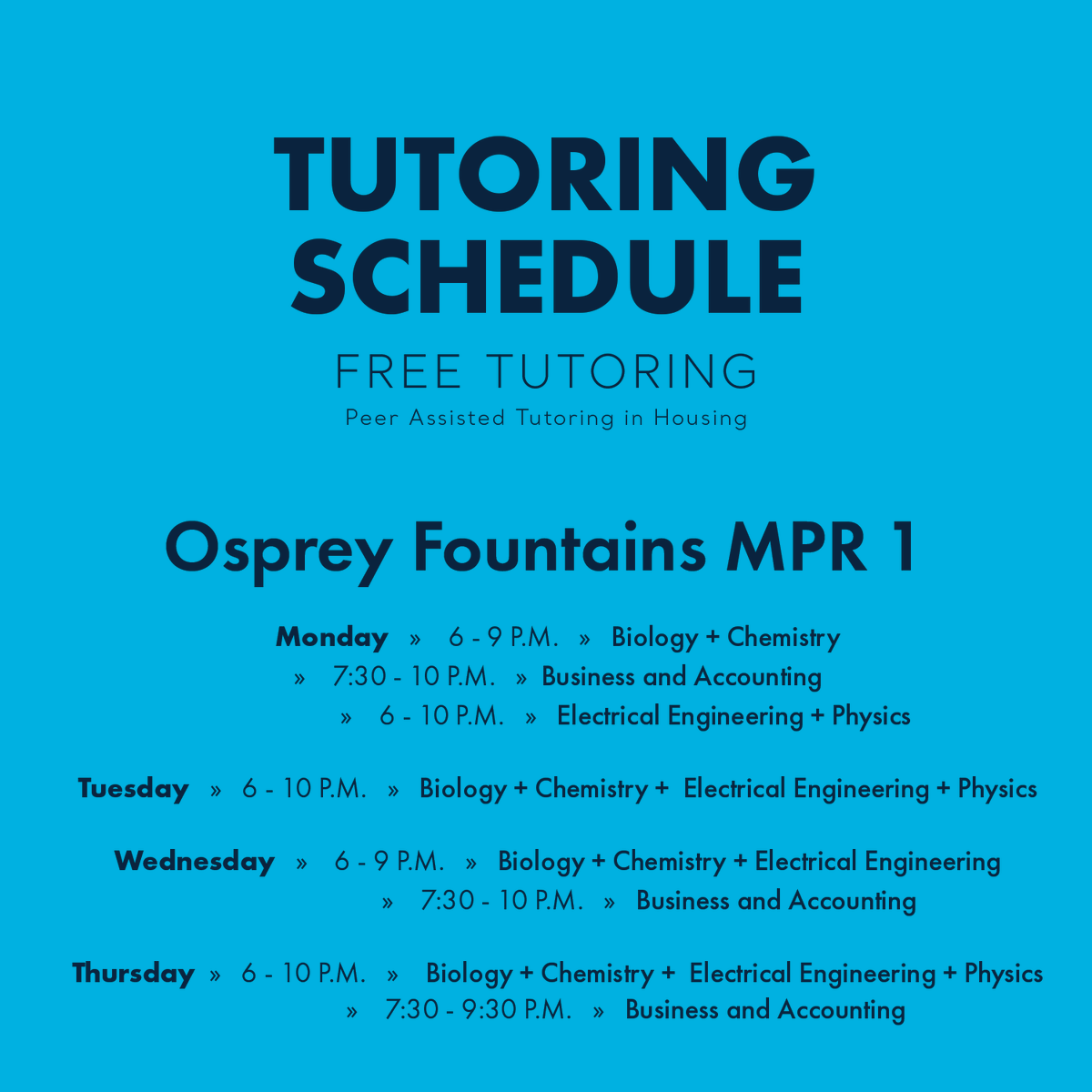 UNF_HRL's tweet photo. Hey Ospreys! P.A.T.H. is now open for the Spring! Swipe for subject areas and hours! Also, resuming Jan. 15 is SMART Center tutoring in Mathematics and Statistics! Drop in for help with homework, getting answers to any questions you have on the subjects, etc. We are here for you! https://t.co/vdBUqJ3OTD