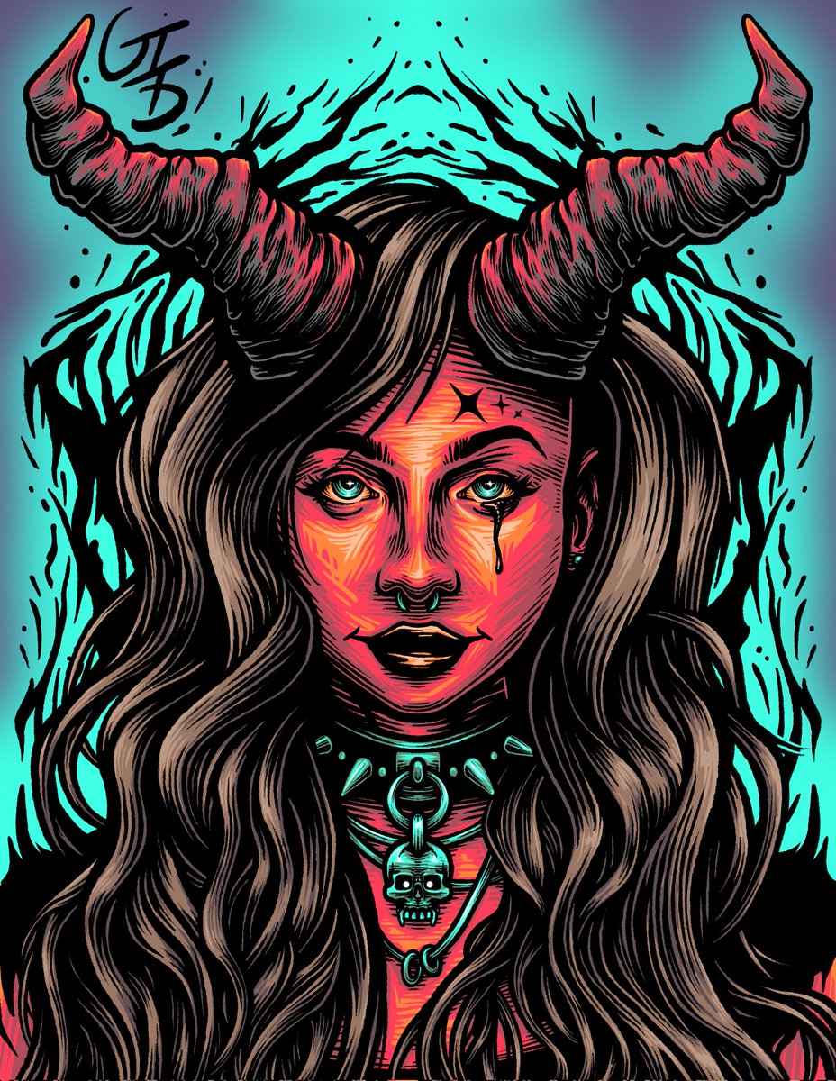 glint_dark's tweet photo. Hey, Happy #PortfolioDay 💀💜 
I'm Dave and I mainly draw a lot of skulls, edgy girls, and other weird oddities.  I also write short stories centered around my illustrations that can be found on my website, link in bio #procreate #digitalart #smallartist #WritingCommunity https://t.co/ZcKJLSQrcy
