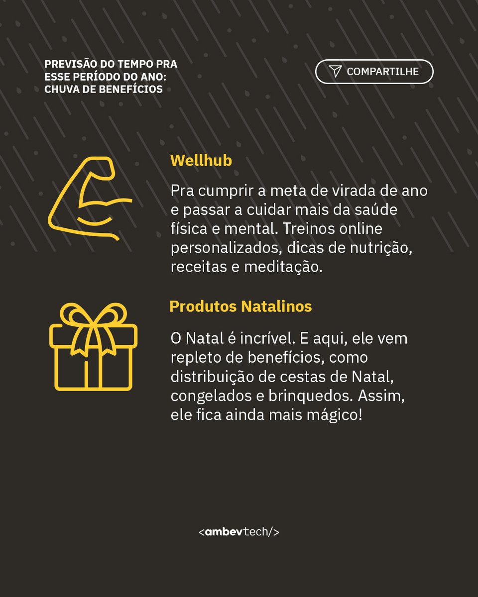 ambevtech's tweet image. Aproveitando a mudança de ano, separamos aqui os principais benefícios da Ambev Tech que fazem parte dessa época e deixam ela ainda mais especial. Vem conferir!

#Benefícios #AmbevTech #TechAndCheers #FimDeAno