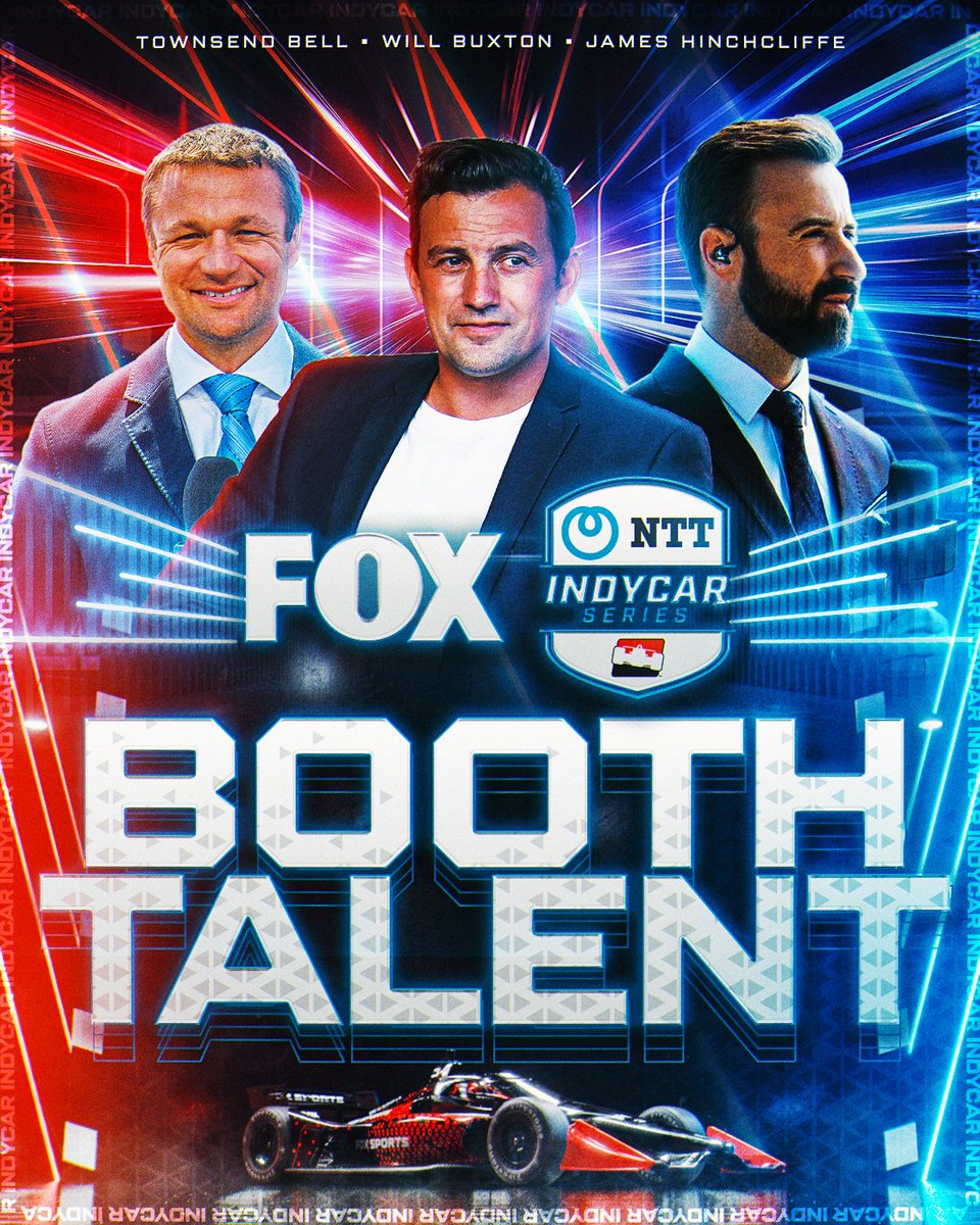FOXSportsPR's tweet photo. Gentlemen, start your microphones! 🔥

FOX Sports names its NTT INDYCAR SERIES broadcast booth team: Will Buxton, James Hinchcliffe and Townsend Bell ➡️https://t.co/q8uNUP60Ct https://t.co/8tKiBrsVjT