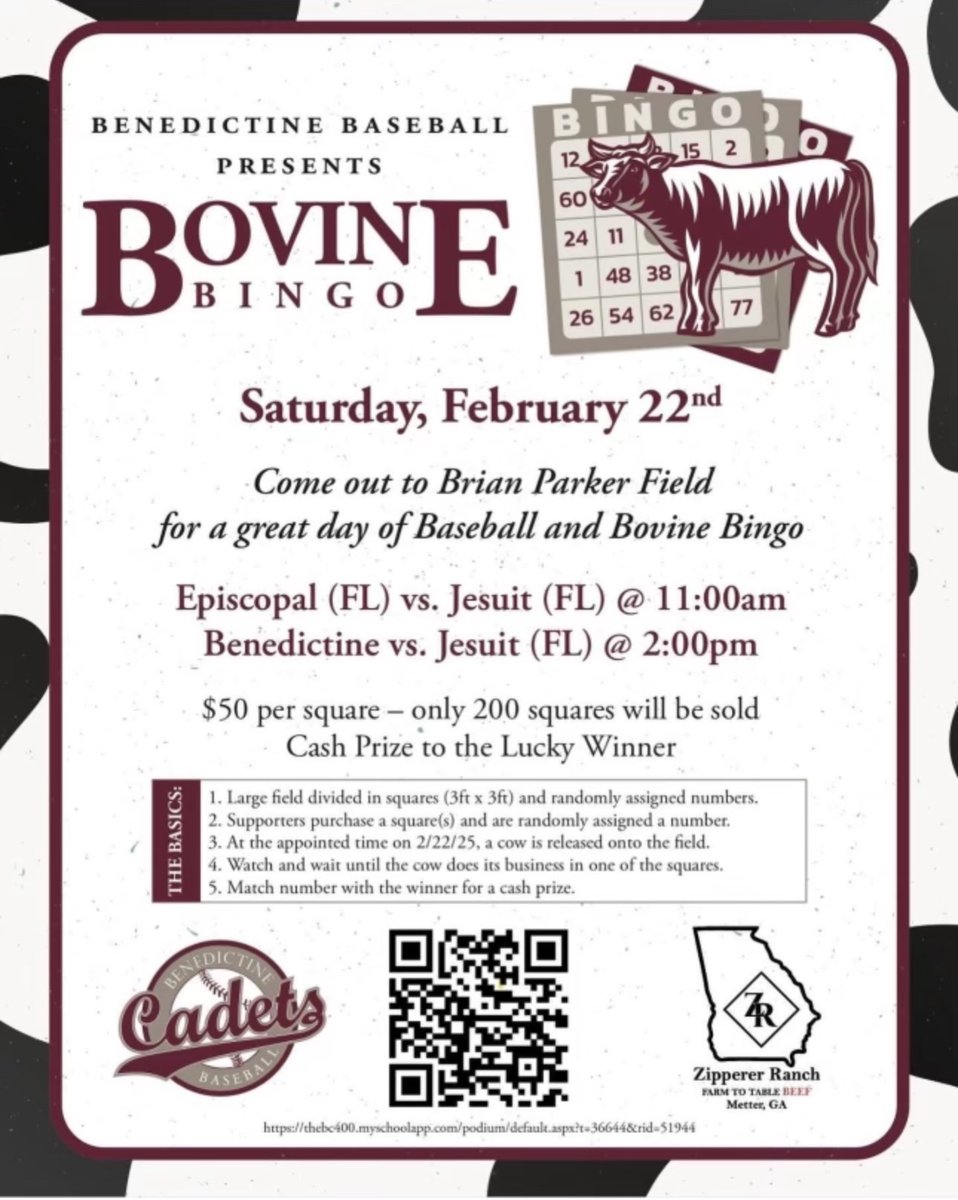 BCbaseball1902's tweet image. ‼️‼️‼️Squares are for sale.  Scan the QR code to purchase.  Big thanks to Zipperer Ranch for providing the 🐄 for the event.‼️‼️‼️