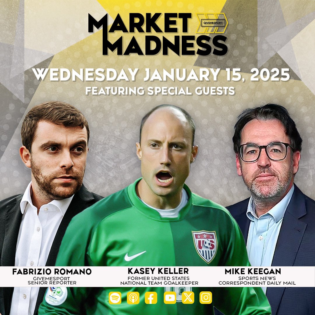 TOMORROW: Market Madness Episode 2... ⏳🍿

Featuring special guests:
👤 <a href="/FabrizioRomano/">Fabrizio Romano</a> 
👤 <a href="/MikeKeegan_DM/">Mike Keegan</a> 
👤 Kasey Keller 

Streaming across <a href="/GiveMeSport/">GiveMeSport</a> social channels and available on all major podcast platforms 📲