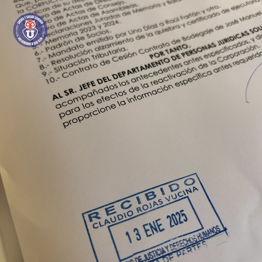 sociosCORFUCH_'s tweet image. Paso a paso, el último para la reactivación… 
Luego de arduo trabajo profesional y voluntario, hemos entregado al Ministerio de Justicia y Derechos Humanos, todos los documentos solicitados para la reactivación definitiva de nuestra Corporación 💙🦉

¡Volveremos a ser Club! 🤘🏼