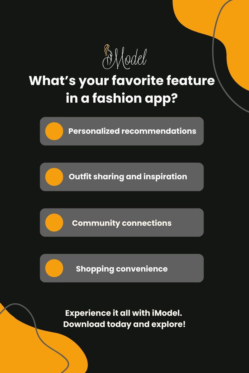 TheiModelapp's tweet photo. What’s your favorite feature in a fashion app? 

✨ Let us know your pick in the comments!

📲Discover all these features and more on iModel—download now and start your style journey!

 #OutfitGoals #ShopSmart #PersonalizedFashion #FashionForAll #ces2025  #ces2025innovation https://t.co/fVLpoLXq1P