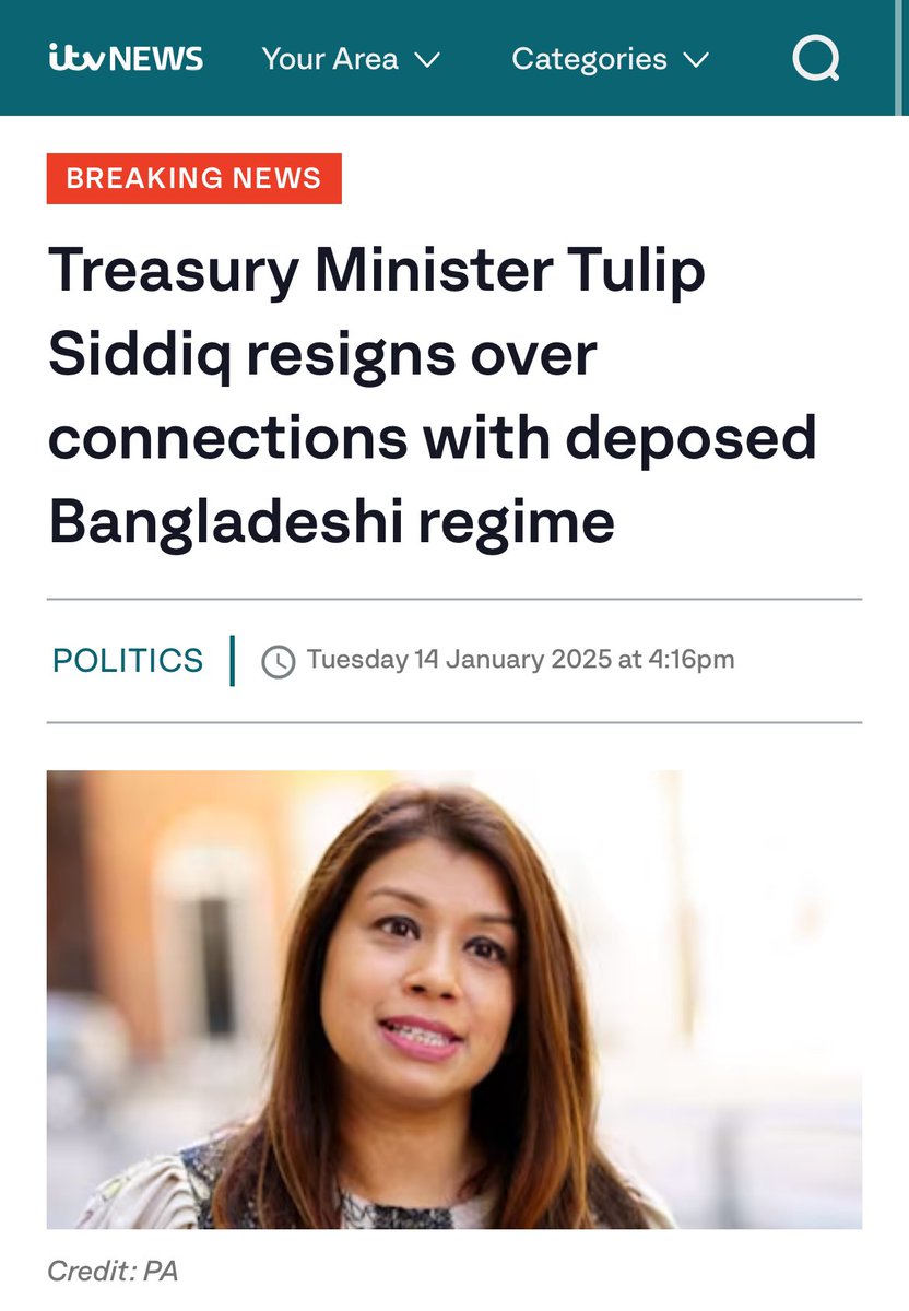 0684Dip's tweet photo. Tulip siddiq has resigned. https://t.co/Y4LA6shKjX