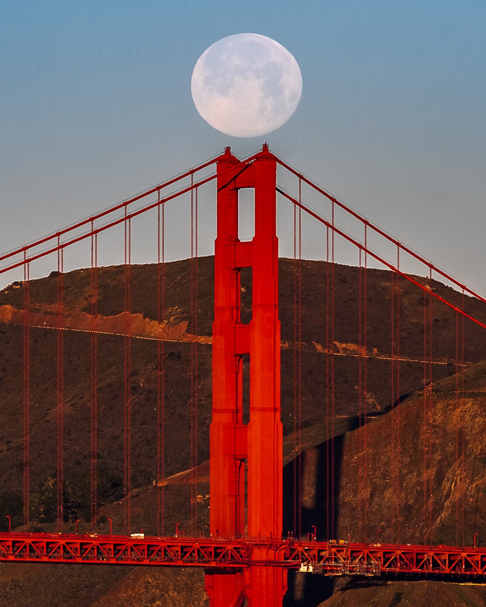 StuInSF's tweet image. Full moon setting behind the Golden Gate Bridge this morning. Another beautiful sight.

@SFGate @abc7newsbayarea @nbcbayarea @KTVU @GMA #CAWx #FullMoon