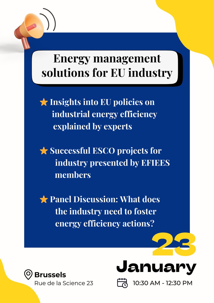 📢 The countdown is on: EFIEES’ conference is just around the corner!

Join us to explore energy management solutions and successful ESCO projects that drive industrial energy efficiency and enhance EU competitiveness.

✅ Secure your spot now: shorturl.at/ubzpL