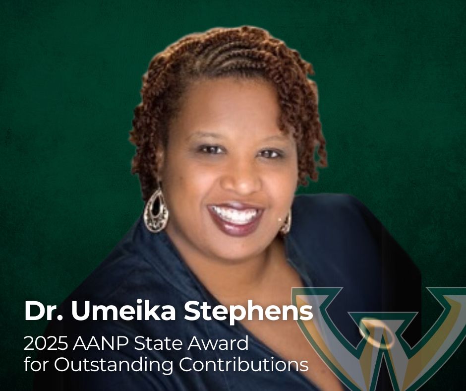 Congratulations to Dr. Umeika Stephens, DNP, PMHNP-BC, FNP-BC, assistant professor within the WSU College of Nursing, for receiving the 2025 AANP State Award for Outstanding Contributions!