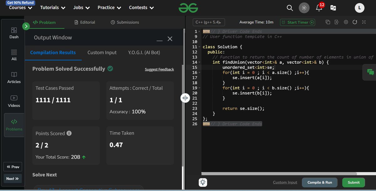 LuckyKu95256665's tweet photo. Day 46 of #geekstreak2024! Solved today's problem from the GfG 160 course to kickstart my streak! 🧠📷Excited to continue this 160-day journey with
@geeksforgeeks
#GfG160 #CodingChallenge #GeekOn https://t.co/LutmEzp9pw