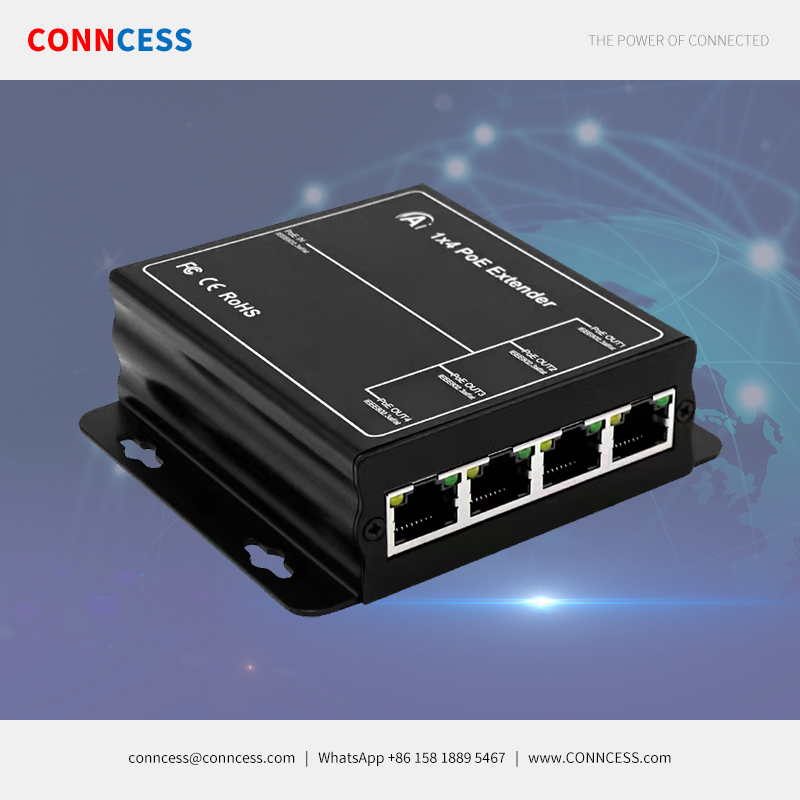 CONNCESS's tweet image. 600 meters at max, 4-5 PoE extenders can be used together, Plug-and-Play, with standard PoE protocol ...