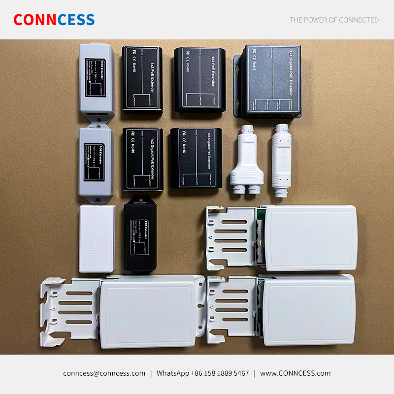 CONNCESS's tweet image. 600 meters at max, 4-5 PoE extenders can be used together, Plug-and-Play, with standard PoE protocol ...