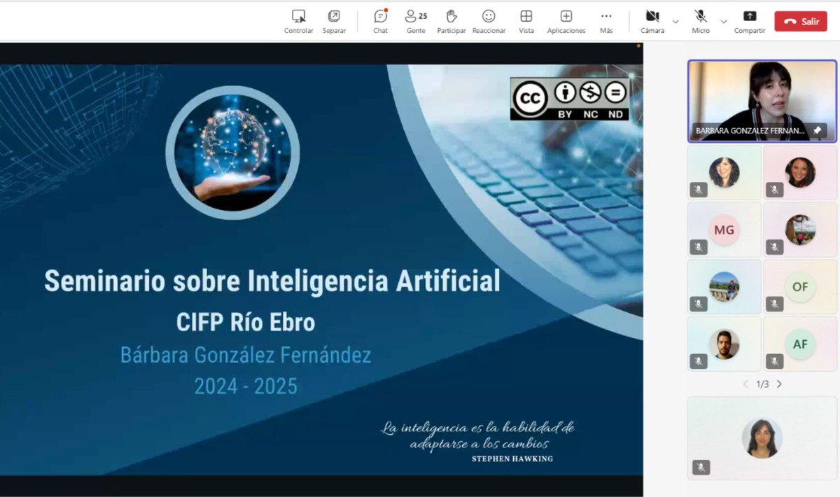 CIFPRIOEBRO's tweet photo. En la tarde de hoy, gran parte del profesorado seguimos formándonos con el seminario de Inteligencia Artificial en el aula. Gracias una vez más al @cfiemiranda y a la ponente Bárbara González!!🤖🧠 https://t.co/V8neWCpsIk