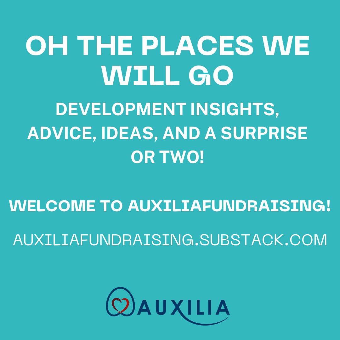 AuxiliaSoftware's tweet photo. 🎉 Introducing AuxiliaFundraising!

Join our new Substack for weekly #nonprofit fundraising insights &amp; tips.

✨ Tuesdays: In-depth fundraising strategies
💡 Thu/Fri: Quick actionable tips

Level up your fundraising game! Subscribe now 👇
https://t.co/vDtFWTrD9B https://t.co/Al2febVO0w