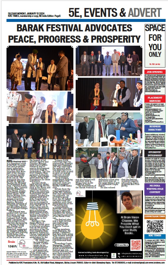 krcindia's tweet photo. Published in KRC TIMES E-Copy, NE India Edition
13 | Jan | 2025

#BarakFestival
#mediacoverage https://t.co/mGvZhIA643