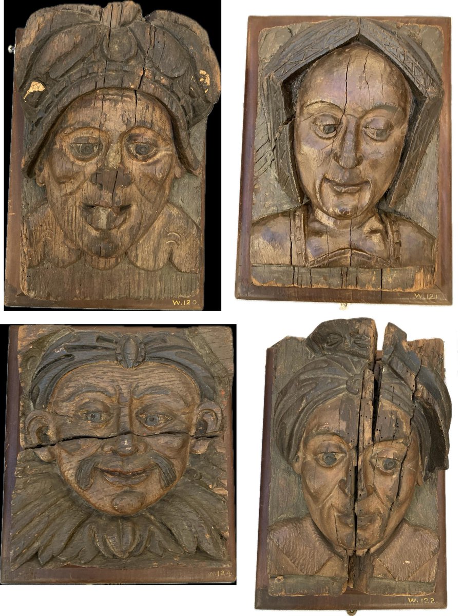 ConservationBob's tweet image. Ipswich Museum Conservation. Michael has been cleaning the heads from the Market Cross demolished in  1812. The heads, with original paint, depict men and women from Ipswich and date from 1550. Cleaned with Symperonic on swabs. Paintings dated circa 1800