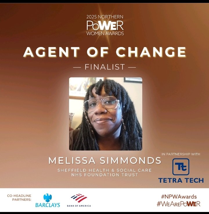 How exciting &amp; humbling to be amongst so many fabulous candidates. 
Thank you for the nomination <a href="/SHSCFT/">Sheffield Health and Social Care NHS FT</a> &amp; <a href="/SalmaYasmeen_1/">Salma Yasmeen</a>
and the opportunity to continue my mission towards an equitable city. Looking forward to the event <a href="/wearepower_net/">We Are PoWEr</a>
#WeArePoWEr
#NPWAwards