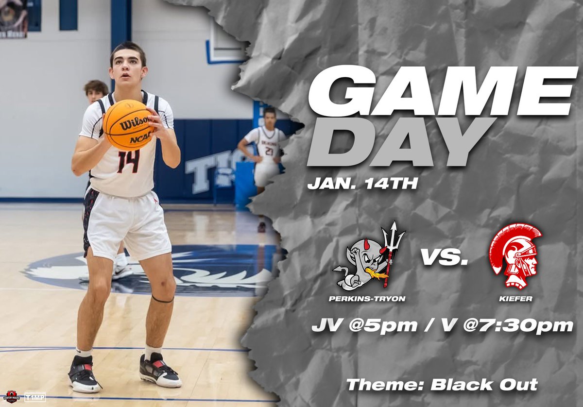 🚨 G A M E  D A Y 🚨

🏀: Perkins-Tryon Demons vs. Kiefer Trojans
📍: Kiefer, OK
📆: Jan. 14th
🕖: JV 5pm / V 7:30pm
Theme: Black Out