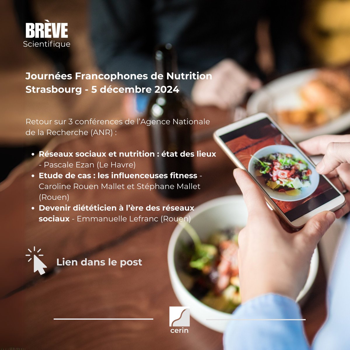 [Brève] Les Journées Francophones de Nutrition se sont déroulées du 4 au 6 décembre. 💡 Retour sur la session : "𝐑𝐞́𝐬𝐞𝐚𝐮𝐱 𝐬𝐨𝐜𝐢𝐚𝐮𝐱 𝐞𝐭 𝐜𝐨𝐦𝐩𝐨𝐫𝐭𝐞𝐦𝐞𝐧𝐭𝐬 𝐚𝐥𝐢𝐦𝐞𝐧𝐭𝐚𝐢𝐫𝐞𝐬".
Lien vers la brève  ➡ swll.to/xYPQH <a href="/agencerecherche/">ANR - Agence nationale de la recherche</a> <a href="/lesjfn/">Les JFN</a>