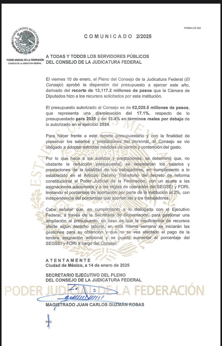 ErnestoGuerra_'s tweet photo. 🚨⚠️ EXTRA EXTRA: DECÍAN QUE LA REFORMA JUDICIAL NO AFECTARÍAN DERECHOS LABORALES

Hoy se confirma la noticia debido al recorte que el CJF tuvo por parte de Morena y aliados en diputados, se afectarán derechos de ambos fondos para el ahorro de las y los trabajadores topando la aportación del patrón (CJF) en un 2%.

Decían que no afectaba la base laboral su reforma judicial y miren:

📸 vía @DavidCastruita5