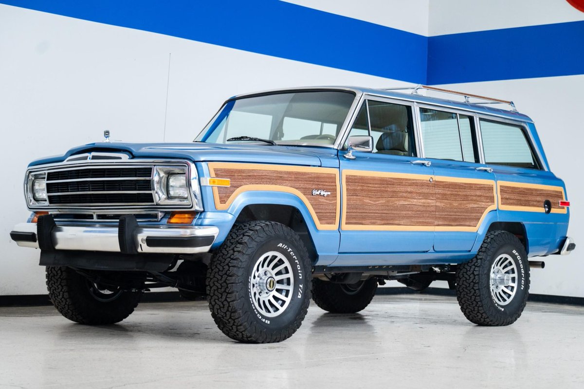 Bringatrailer's tweet photo. Now live at BaT Auctions: Hellcat-Powered 1991 Jeep Grand Wagoneer "Hell Wagon". https://t.co/jDL7H146Cy https://t.co/sY6MxRPcw3