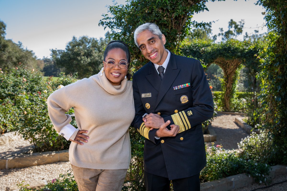 Surgeon_General's tweet photo. Transitioning into a new year can be an incredibly lonely time for many Americans. In my conversation with Oprah on #TheOprahPodcast, we discussed these feelings and the importance of recommitting to one another to cultivate community. https://t.co/0rVE51WBio