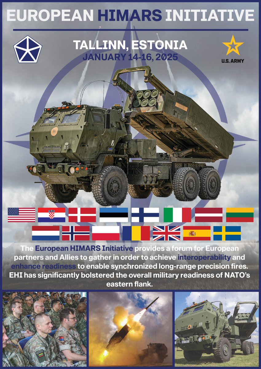 U.S. Army Europe and Africa (@usarmyeuraf) on Twitter photo In Tallinn, Estonia <a href="/VCorps/">U.S. Army V Corps</a> is hosting the fifth iteration of the European HIMARS Initiative (EHI) this week. <a href="/VCorps/">U.S. Army V Corps</a> leads these initiatives to increase allies' capability and capacity, further inoperability, and complement security assistance and fielding programs.
#WeAreNATO In Tallinn, Estonia <a href="/VCorps/">U.S. Army V Corps</a> is hosting the fifth iteration of the European HIMARS Initiative (EHI) this week. <a href="/VCorps/">U.S. Army V Corps</a> leads these initiatives to increase allies' capability and capacity, further inoperability, and complement security assistance and fielding programs.
#WeAreNATO