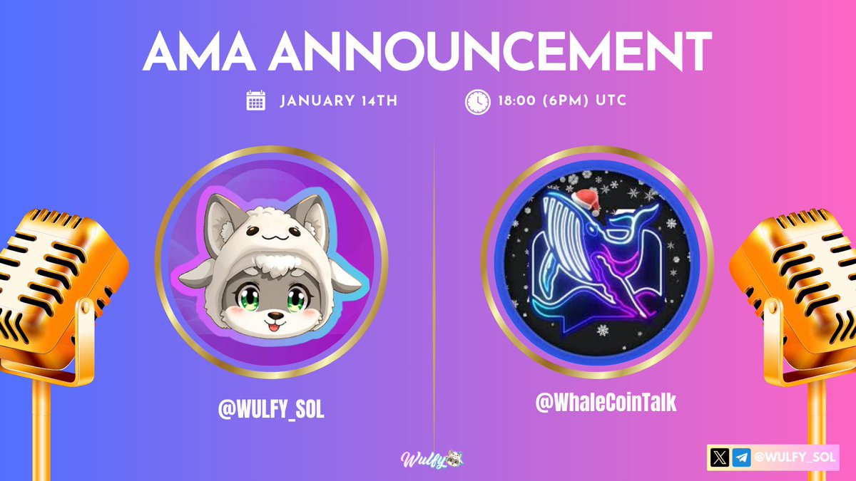 JUST IN: $WULFY AMA WITH WTC at 6PM UTC
-
👉🏽 You can buy $WULFY here: buy.wulfy.me
📈 CA:
6Qn2muot6pbTTWJ6F83zrpBQTFjb69FcmG1xbg64RoUD
-
#WUUUU