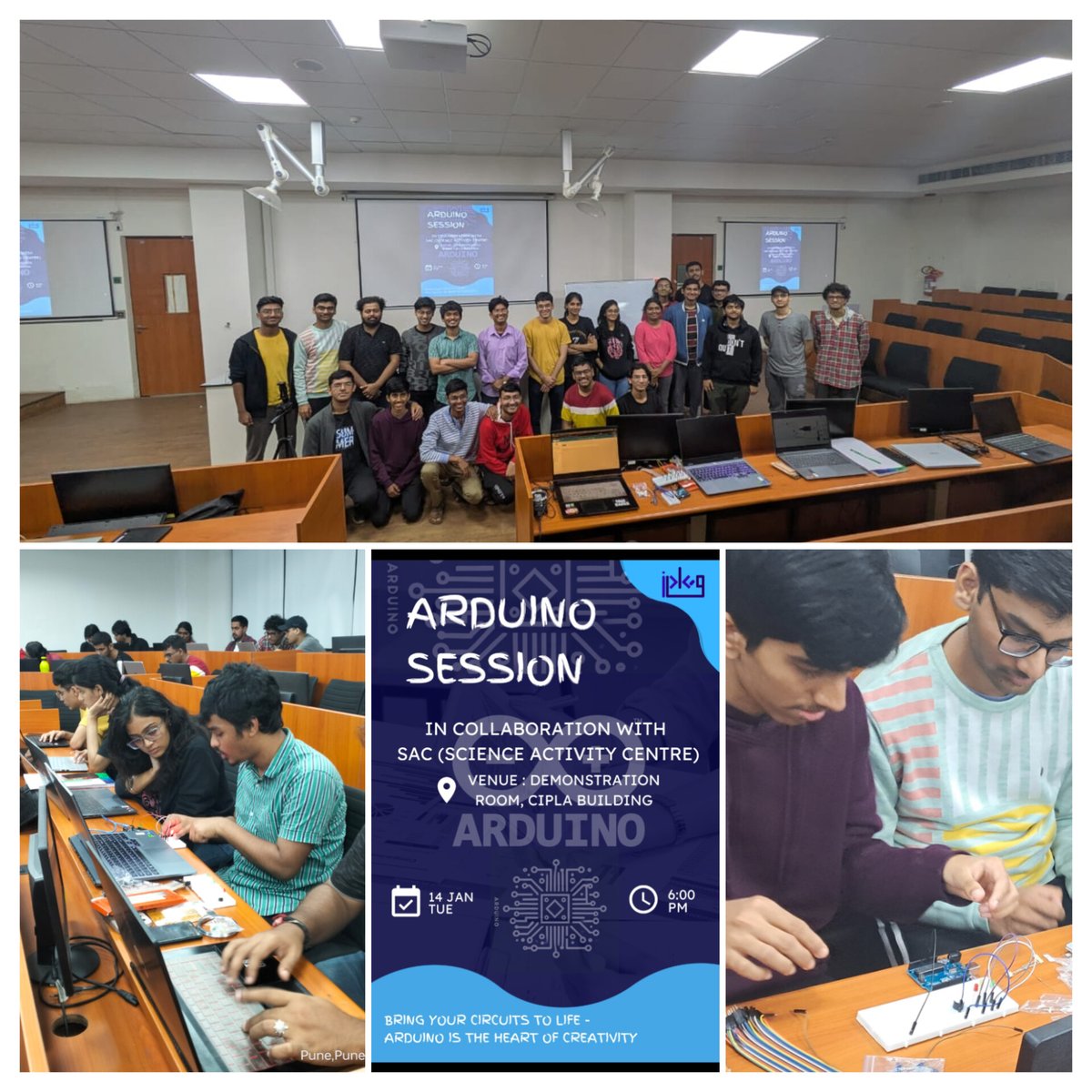 ScienceActivity's tweet photo. Today, @ScienceActivity conducted an engaging Arduino Workshop for BS-MS/PhD @IISERPune students as part of the #iPlug Club activity @IiserPphysics
We discussed @tinkercad & tinkered a few electronics circuits gaining #STEM insights into #Arduino applications. https://t.co/bd8qEeip6t