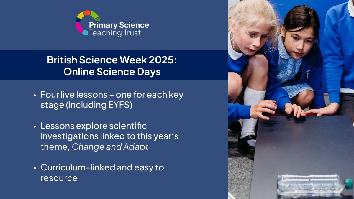 We’ve done the planning for your British Science Week! 🤩

Join our online science days, led by award-winning teachers. Sessions are interactive, curriculum-linked &amp; easy to resource.

📅 Dates: 10, 11 &amp; 14 March

Learn more &amp; register:
pstt.beaconforms.com/form/f086b55e
