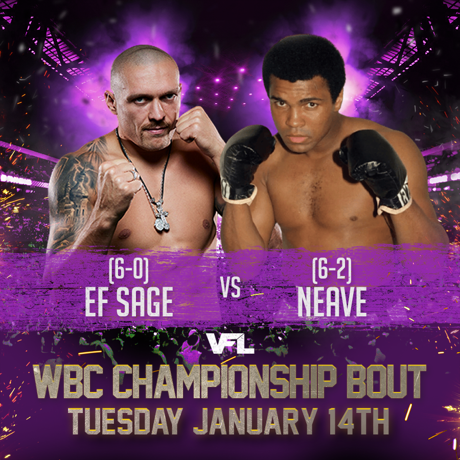 Gringo_AFC's tweet photo. @TheVFL_ x @PlayUndisputed Presents: #eF_Sage vs. #Neave - The VFL WBC Championship of the World ๐
๐ 7pm UK Time / 2pm US EST for the Prelim Card!
๐ 10pm UK Time / 5pm US EST for the Main Card!
๐น https://t.co/QCZvyxaMur #VFL #UndisputedBoxing https://t.co/zaRjwl9qYB