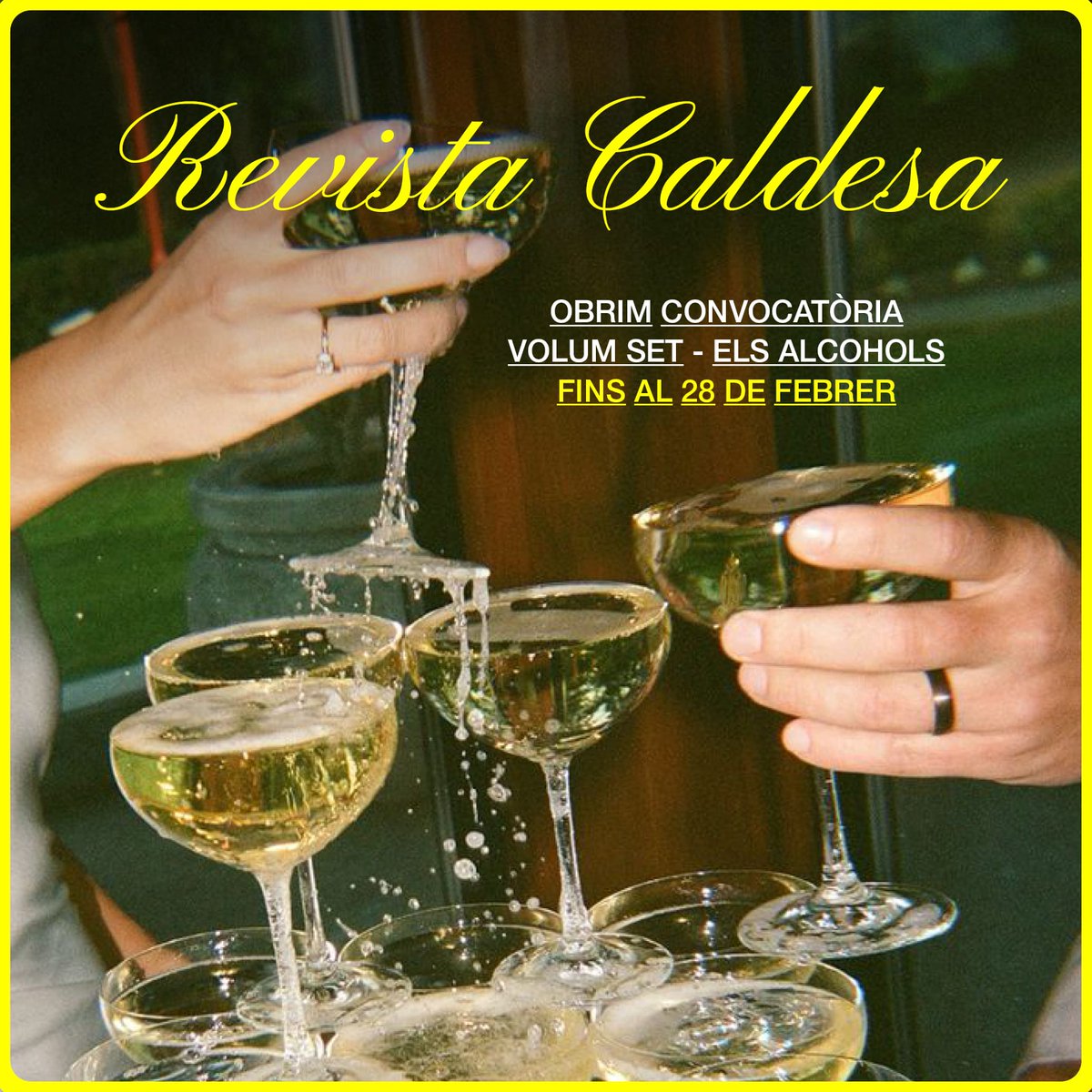 CONVOCATÒRIA OBERTA

Any nou, revista nova. El número 7 de la Revista Caldesa fa una crida col•lectiva! Acceptem escrits —no importa el gènere— fins al 28 de febrer.

Salut! Prost! Za zdaróvie!