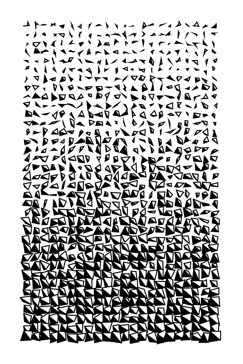 FRGMNTS🌬️

Created for #Genuary14 prompt: Pure black and white. No gray. 

Made with p5js (2025)

#GenerativeArt