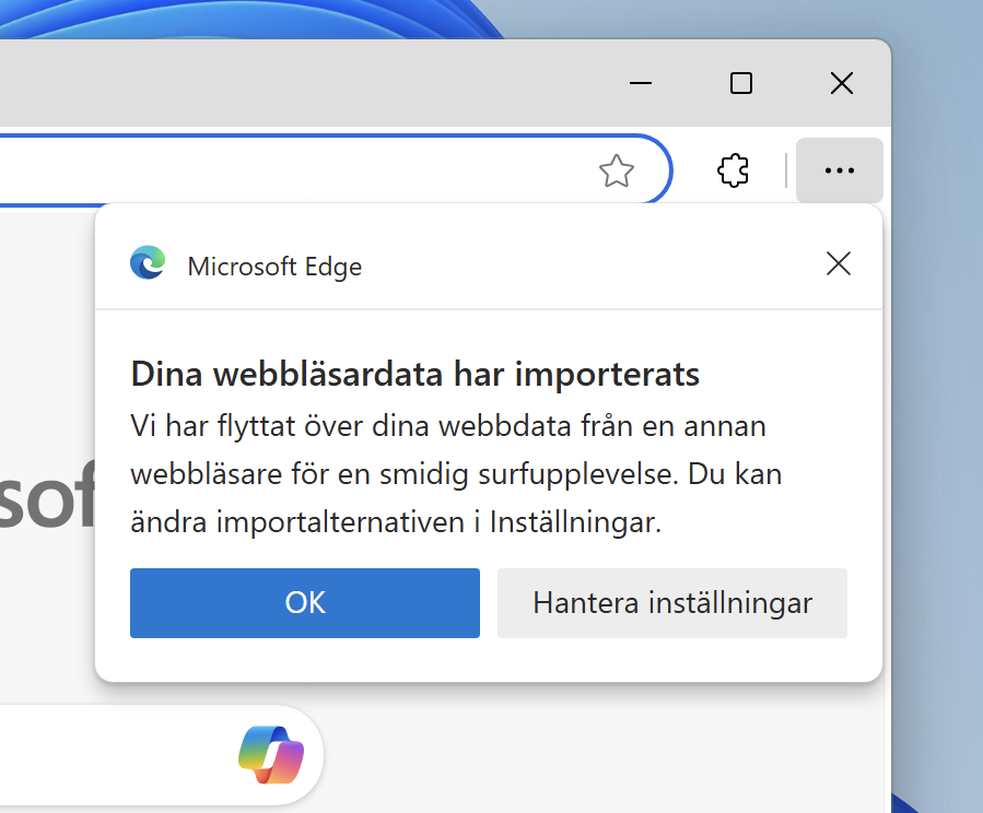 KarlEmilNikka's tweet image. This was fortunately just in a VM, but WTF @MicrosoftEdge? Why did you import data from another browser without asking me? 

Since Microsoft Edge is the only mainstream browser without support for end-to-end encrypted profile sync, this is unacceptable.

#Microsoft #MicrosoftEdge